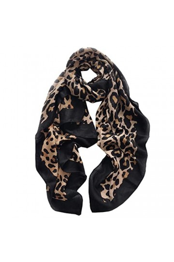 Ecroon Femmes Trendy cotton Imprimé Animal Echarpe Châle Wrap Élégant Long Pashmina Couverture Foulards Etoles S, One size 