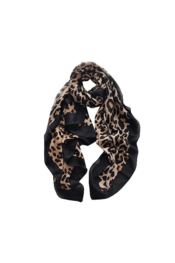 Ecroon Femmes Trendy cotton Imprimé Animal Echarpe Châle Wrap Élégant Long Pashmina Couverture Foulards Etoles S, One size 