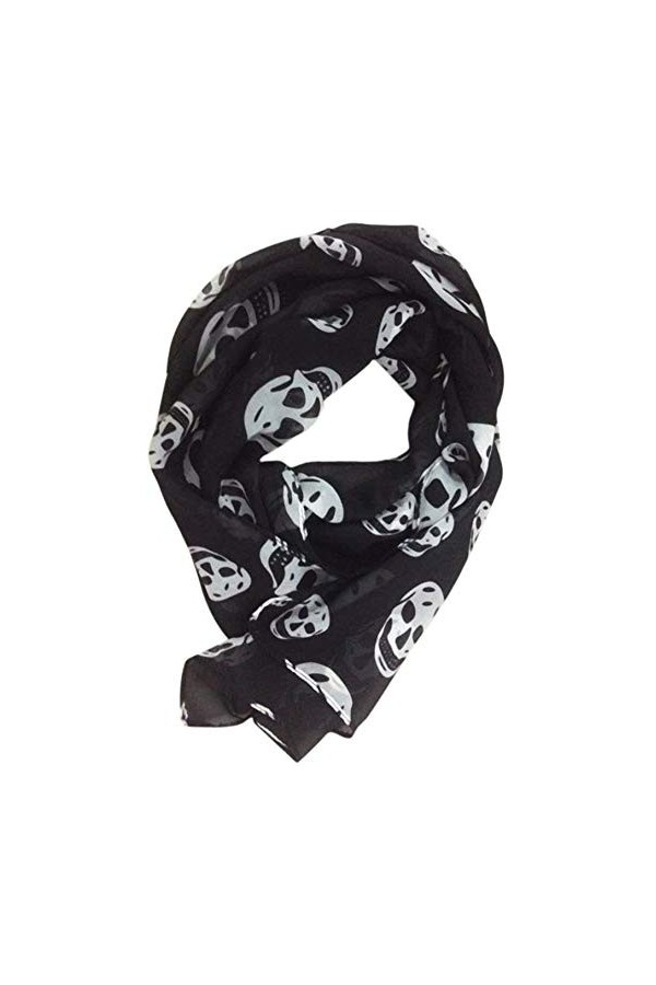 Black Sugar Foulard Echarpe Punk Gothique Goth Mode Tete Mort Crane Noir