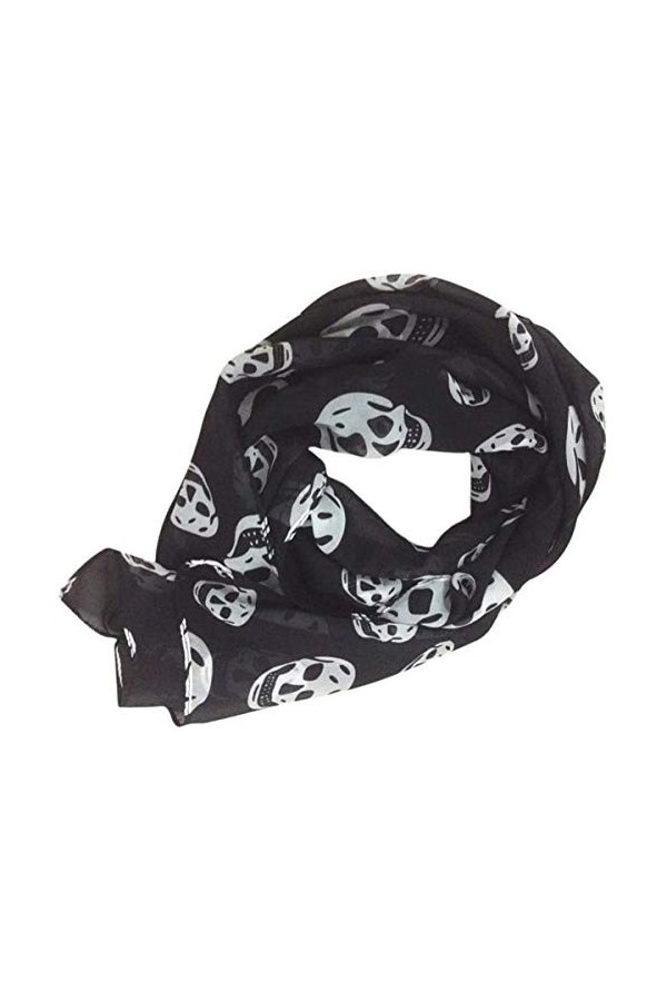 Black Sugar Foulard Echarpe Punk Gothique Goth Mode Tete Mort Crane Noir