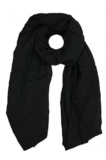 Cœur jumelé en soie pour femme et fille Uni Élégant accessoire/coton/soie écharpe/foulard/étole/foulard - Noir - Taille uniqu