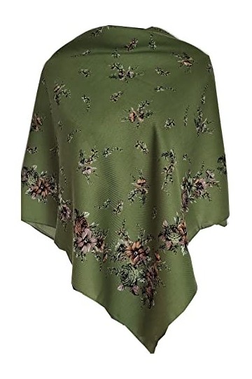 Generic Musulman Écharpe pour femme avec fleurs, étole de qualité supérieure 80 cm x 80 cm, Vert