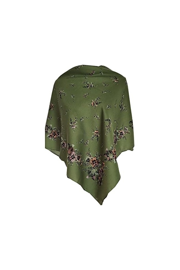 Generic Musulman Écharpe pour femme avec fleurs, étole de qualité supérieure 80 cm x 80 cm, Vert