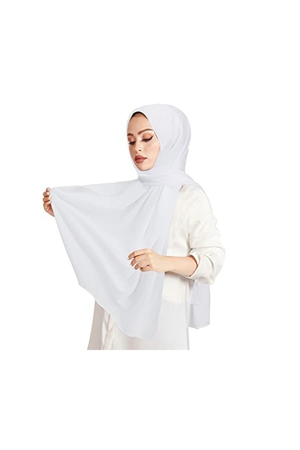 PHOGARY Hijab, Hijab Foulard à Enfiler avec Sangles Bonnet intégré, Hijab Foulard pour Femme Musulmane Châle Islamique Voile