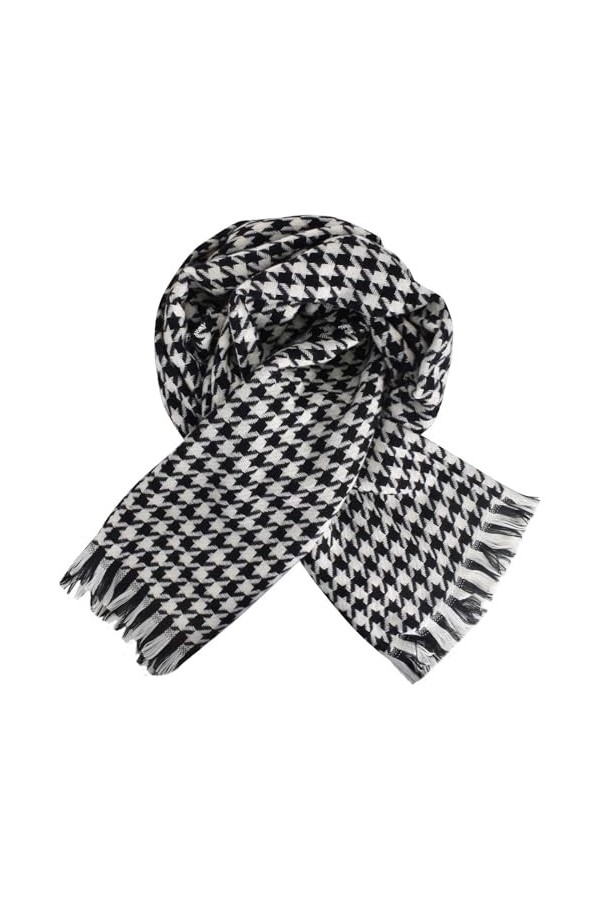 DEARBAG Écharpe Pied de Poule Pour Femmes, Grand Écharpe en Cashmink Hiver Chaud, Echarpe de Couleur Pied de Poule Élégante M