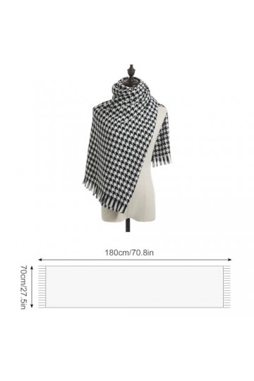 DEARBAG Écharpe Pied de Poule Pour Femmes, Grand Écharpe en Cashmink Hiver Chaud, Echarpe de Couleur Pied de Poule Élégante M