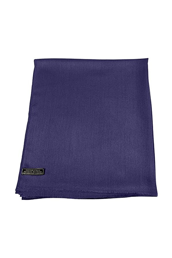 CJ Apparel Bleu Nuit Echarpe de Pashmina en Châle Népalaise Solide Couleur Unie Conception Wrap Étole