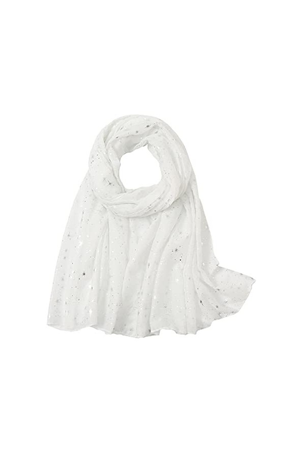 KAVINGKALY Foulard imprimé détoiles dor pour les femmes, écharpe douce pour les femmes, écharpe de cou longue et mignonne à