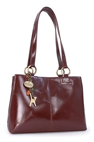 Catwalk Collection Handbags - Cuir Véritable - Sac à Main/Sac porté épaule/Cabas - Femme - BELLSTONE - Marron