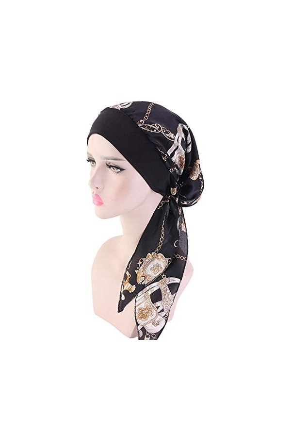 YONKOUNY Chimio Turban Femmes Été Élégante Coiffure Couleur Unie Mousseline Bandana Casquette Cancer Confortable Tissu Bonnet