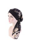 YONKOUNY Chimio Turban Femmes Été Élégante Coiffure Couleur Unie Mousseline Bandana Casquette Cancer Confortable Tissu Bonnet