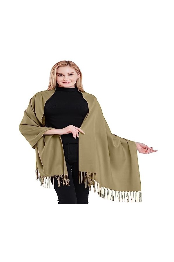 CJ Apparel Crème Foncé Épaisse Solide Couleur Unie Conception Népalaise Châle écharpe étole Wrap Châles Pashminas Nouvelle