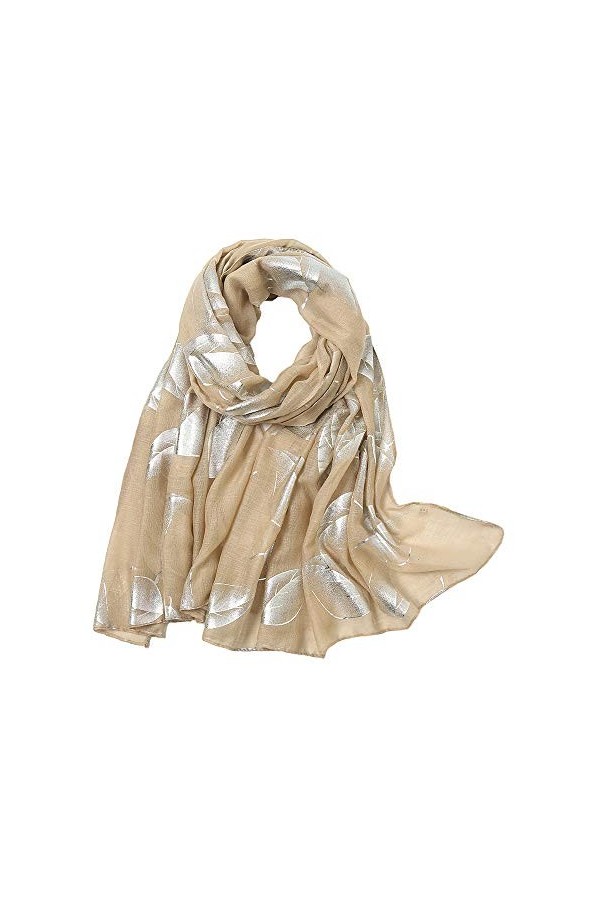 KAVINGKALY Écharpe de soirée légère pour femmes Foulards chauds en coton surdimensionné Beige 