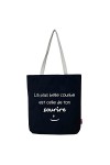 Sac Tote bag avec fermeture éclair, doublure et poche intérieure.