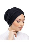 Turban hijab en maille cousu 100% coton pour femme musulmane Blanc 