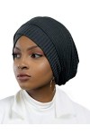 Turban hijab en maille cousu 100% coton pour femme musulmane Blanc 