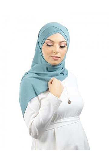 Hijab à enfiler pour lhiver en Maille pour femme musulmane voilée Bleu Marine 