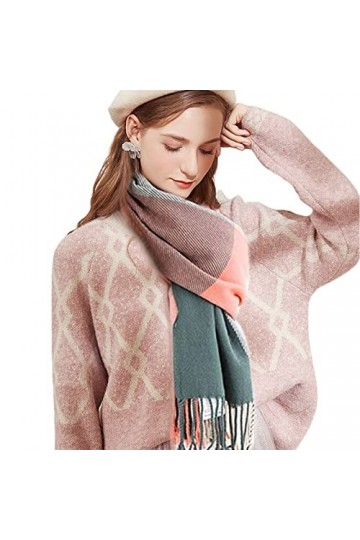 TSHAOUN Echarpes Femme, Écharpe Plaid Chaud Automne Hiver Étole Glands Wraps, 200 x 60cm Doux Plaid Châle, Mode Elégant Echar