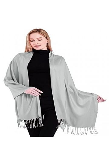CJ Apparel Gris Clair Solides Couleur Châle Secondes écharpe étole Wrap Châles Pashminas Nouvelle