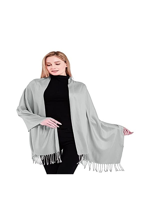 CJ Apparel Gris Clair Solides Couleur Châle Secondes écharpe étole Wrap Châles Pashminas Nouvelle