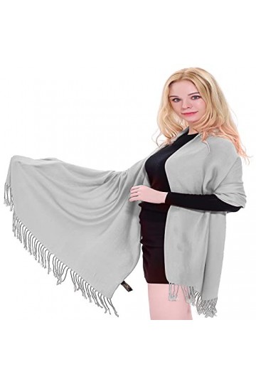 CJ Apparel Gris Clair Solides Couleur Châle Secondes écharpe étole Wrap Châles Pashminas Nouvelle