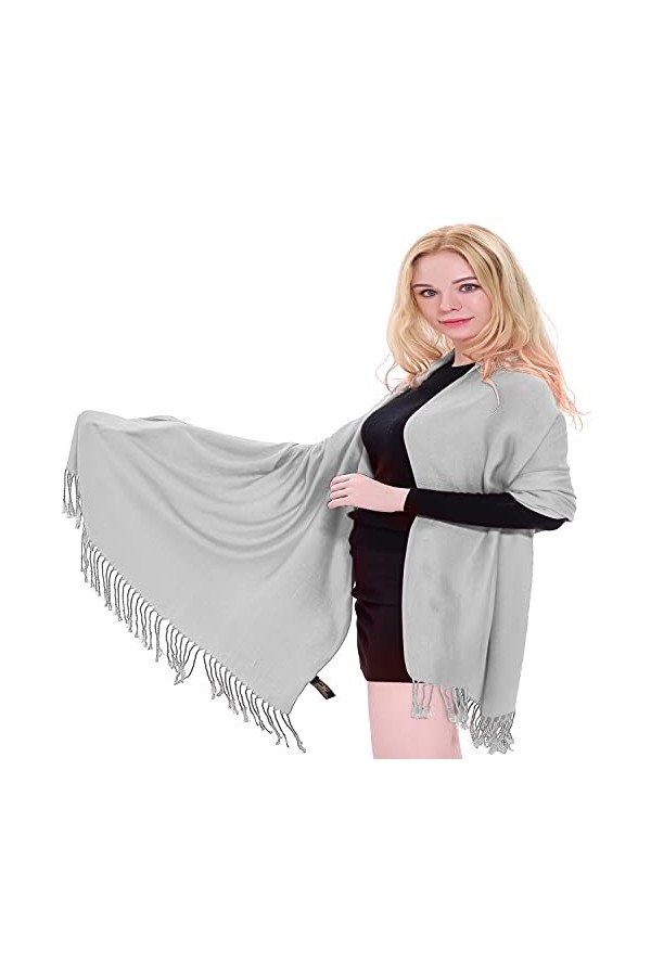 CJ Apparel Gris Clair Solides Couleur Châle Secondes écharpe étole Wrap Châles Pashminas Nouvelle