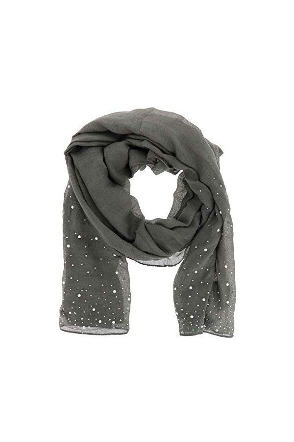 moonbow Foulard Gris Perles et Strass - Foulard Femme - Etole Mariage - Echarpe Fine