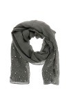 moonbow Foulard Gris Perles et Strass - Foulard Femme - Etole Mariage - Echarpe Fine