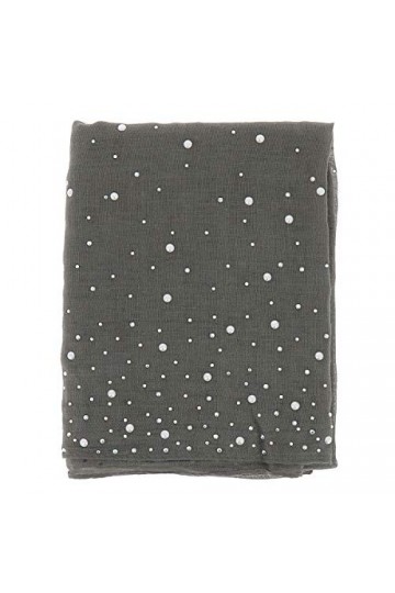moonbow Foulard Gris Perles et Strass - Foulard Femme - Etole Mariage - Echarpe Fine