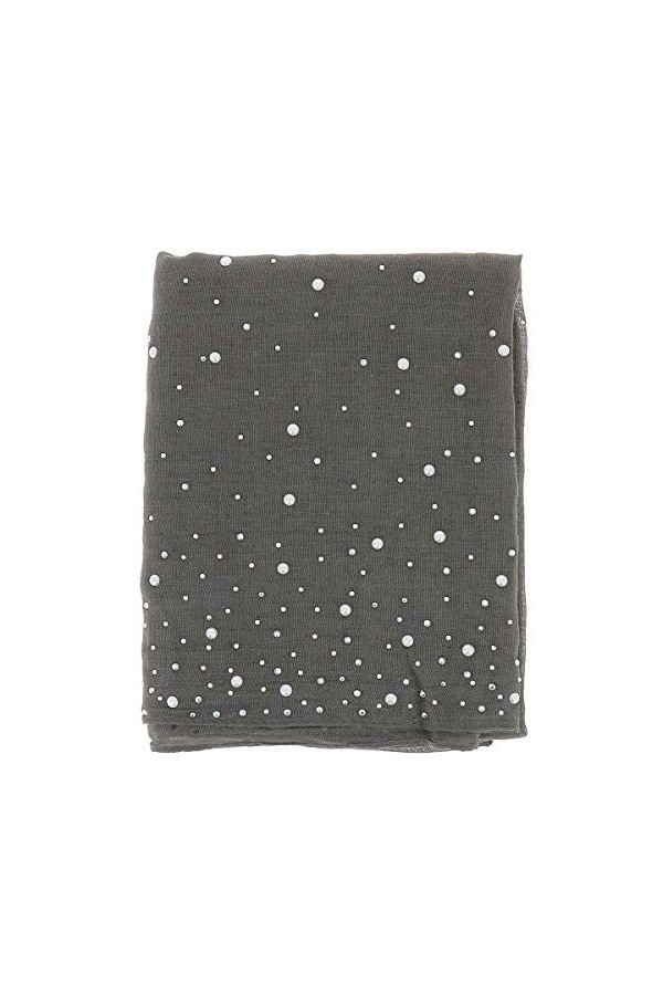 moonbow Foulard Gris Perles et Strass - Foulard Femme - Etole Mariage - Echarpe Fine