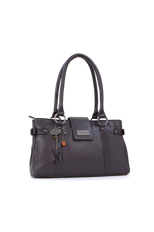 Catwalk Collection Handbags - Cuir Véritable - Sac Porté Main/Sac à Main/Sac porté épaule - Femme - MARTINA - Noir