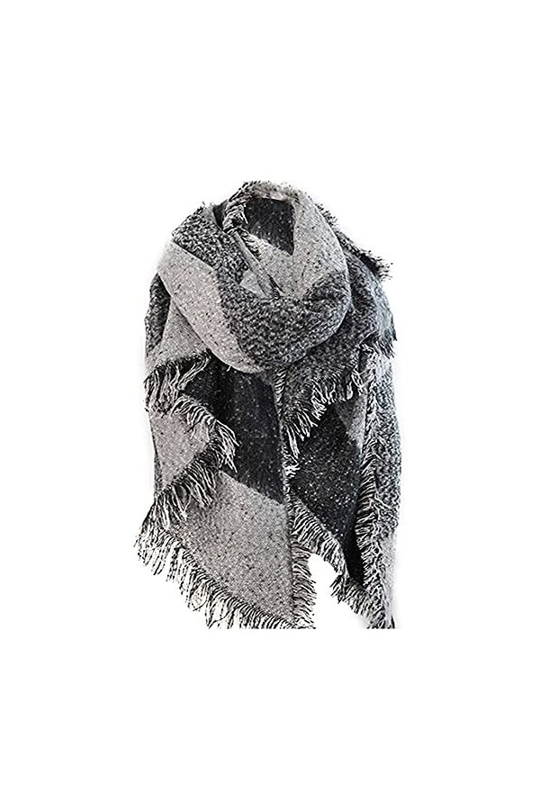 Vincenza Châle pashmina – Grande écharpe tendance surdimensionnée pour femme – Style poncho épais en patchwork pour femme gr