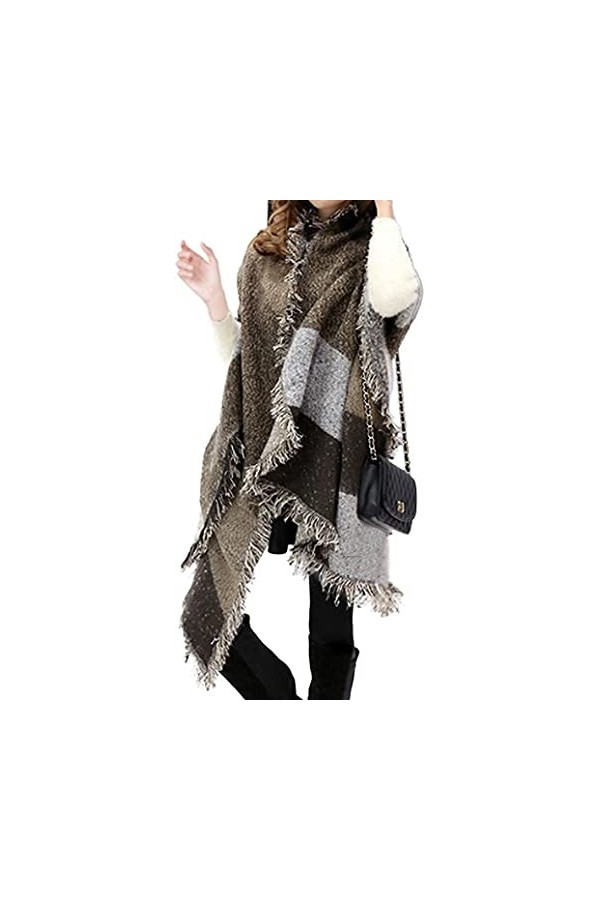 Vincenza Châle pashmina – Grande écharpe tendance surdimensionnée pour femme – Style poncho épais en patchwork pour femme gr