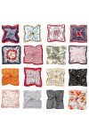 HBselect Écharpe carrée en soie mélangée pour femme Bandanas Spécial Dsign Cheveux Bandeau Mouchoir Echarpe Carré Multi-motif