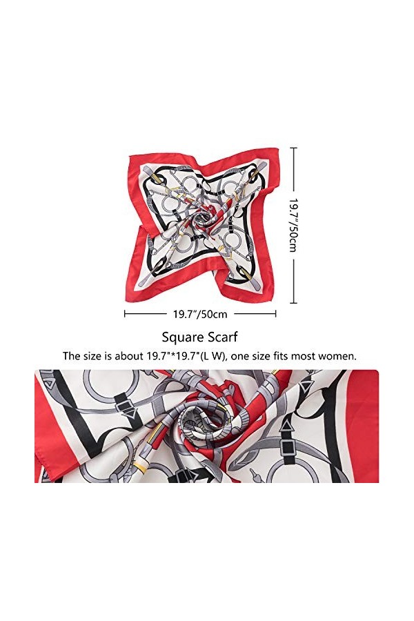 HBselect Écharpe carrée en soie mélangée pour femme Bandanas Spécial Dsign Cheveux Bandeau Mouchoir Echarpe Carré Multi-motif