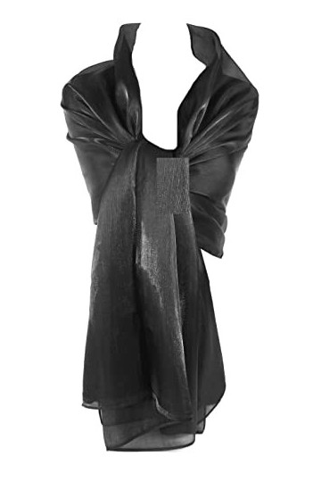 GFM Écharpe irisée transparente et scintillante pour soirée, mariage, demoiselles dhonneur ou bal de fin dannée, Noir KL 