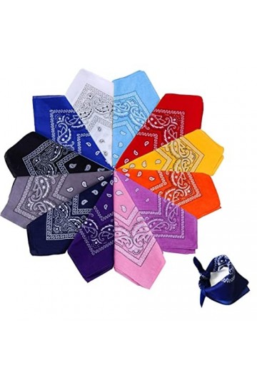 Xutong 12PCS Bandanas Fichu Mouchoir Unisexe,Bandeau de Cheveux,Echarpe de Cou,Décoration en Coton Rétro Style Multicolore Mu