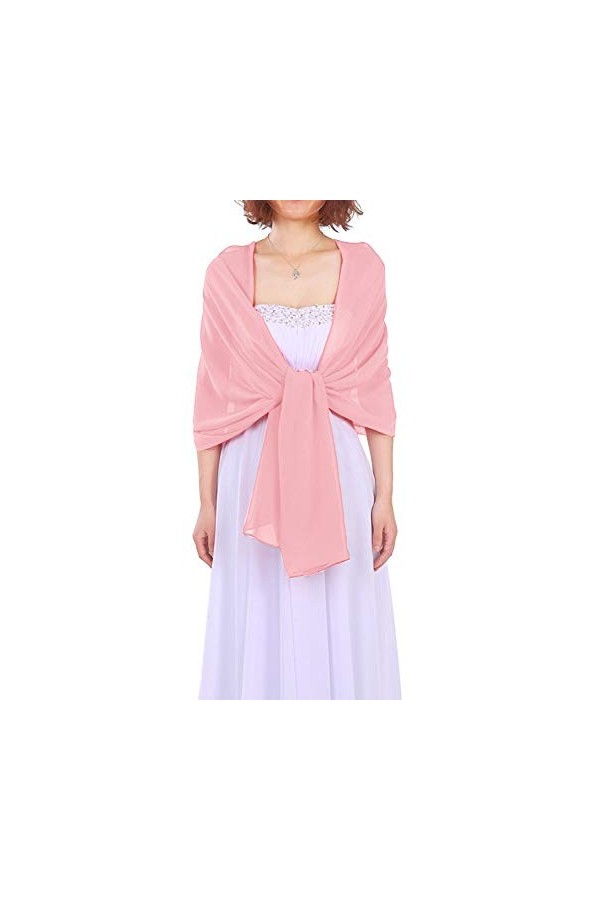Dressystar Aupuls Pashmina Foulard écharpe Femme Mousseline de Soie Châle étole beaucoup de couleurs 01Pink-L