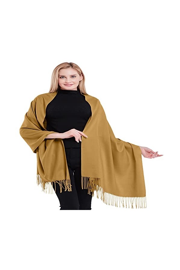 CJ Apparel Or Épaisse Solide Couleur Unie Conception Népalaise Châle écharpe étole Wrap Châles Pashminas Nouvelle