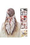 KAVINGKALY 4 Pack Foulard Carré Femmes 90cmx90cm Square Motif dImpression Satin de Soie Bandanas Cheveux Bandeau Mouchoir Ec