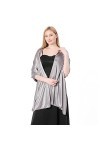 wocharm Châles longs et châles en satin soyeux pour femme, robe de soirée, étole de mariée, gris foncé