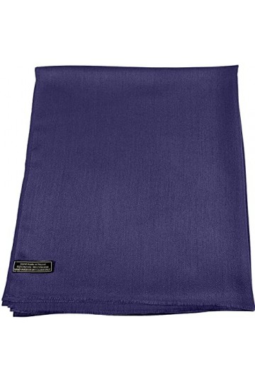 CJ Apparel Bleu Nuit Echarpe Secondes en Châle Solide Couleur Unie Conception Wrap Étole Pashmina