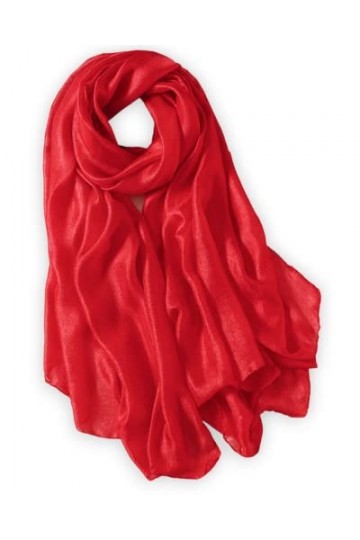 GFM Écharpe de soirée en mousseline de soie de satin soyeux pour mariage, demoiselles dhonneur, hijab -rose corail - Slk2-C