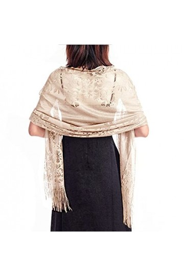 GFM® Écharpe en dentelle florale pour mariage, soirée, demoiselle dhonneur, bal LCSCF , Lc-30-kl-blanc, L