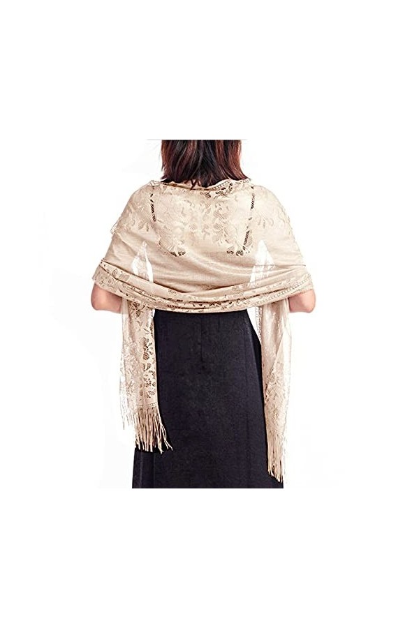 GFM® Écharpe en dentelle florale pour mariage, soirée, demoiselle dhonneur, bal LCSCF , Lc-30-kl-blanc, L