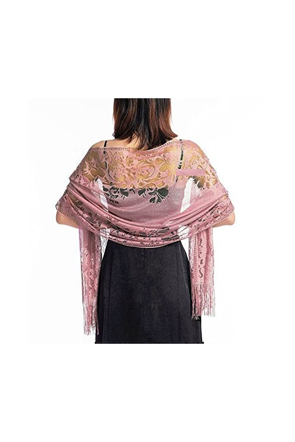 GFM® Écharpe en dentelle florale pour mariage, soirée, demoiselle dhonneur, bal LCSCF , Lc-30-kl-blanc, L