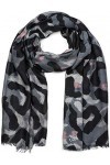 styleBREAKER Châle pour femme avec grand motif léopard et franges, écharpe dhiver, étole, foulard 01017085, couleur:Gris
