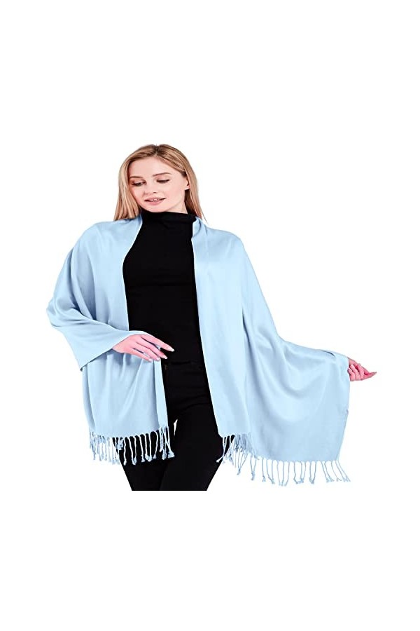 CJ Apparel Bleu Clair Solides Couleur Châle Secondes écharpe étole Wrap Châles Pashminas Nouvelle