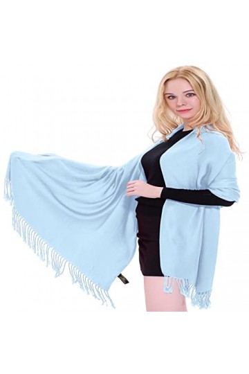 CJ Apparel Bleu Clair Solides Couleur Châle Secondes écharpe étole Wrap Châles Pashminas Nouvelle