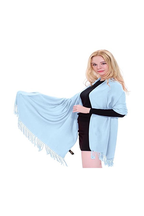 CJ Apparel Bleu Clair Solides Couleur Châle Secondes écharpe étole Wrap Châles Pashminas Nouvelle